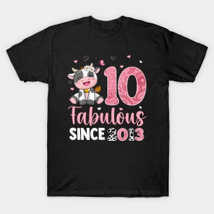 Awesome Since 2013 Cow Print 10Th Birthday Outfit For Girl T-Shirt